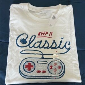 Old Navy White Graphic T-Shirt - Keep It Classic Design